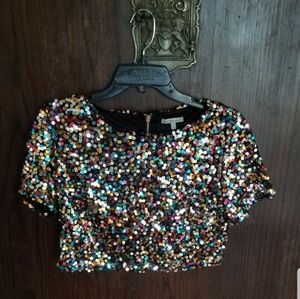 NWOT- Multi Sparkle Crop Top
